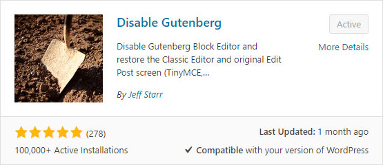 disable gutenberg plugin