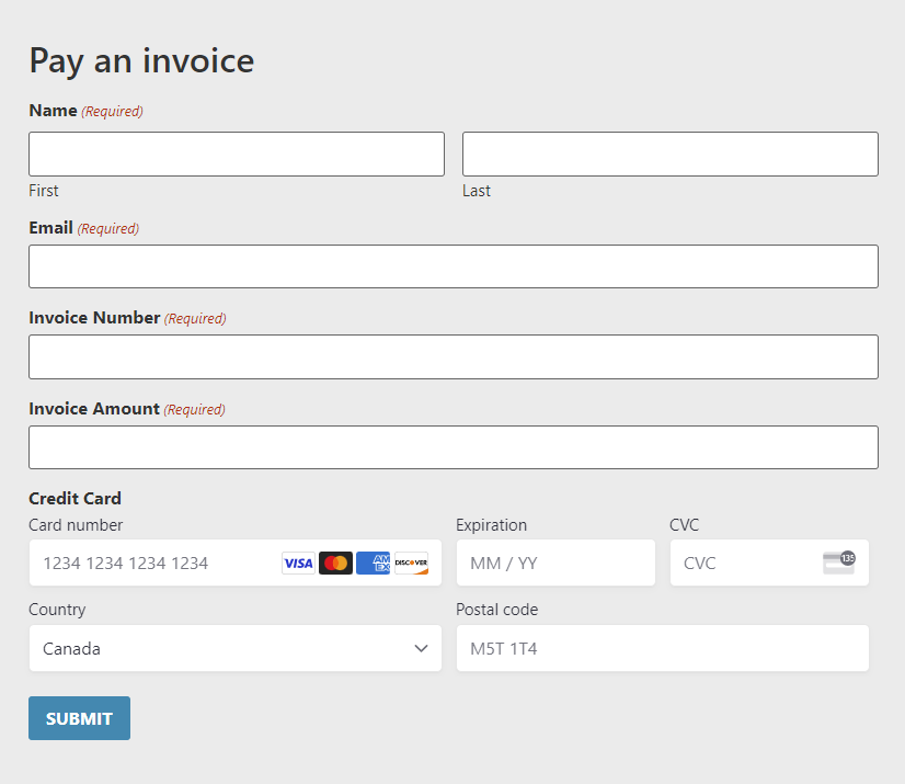 Preview of the form you can build to start accepting payments online
