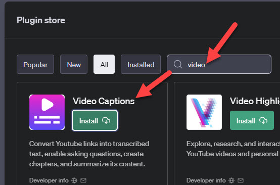 Video caption plugin to help turn videos into blog post