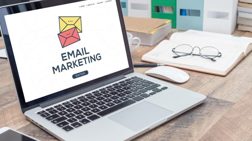 email marketing being shown on laptop