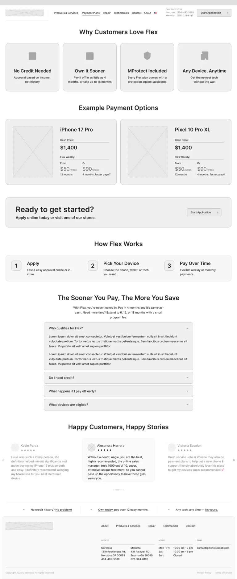 Payment Plans — Wireframe