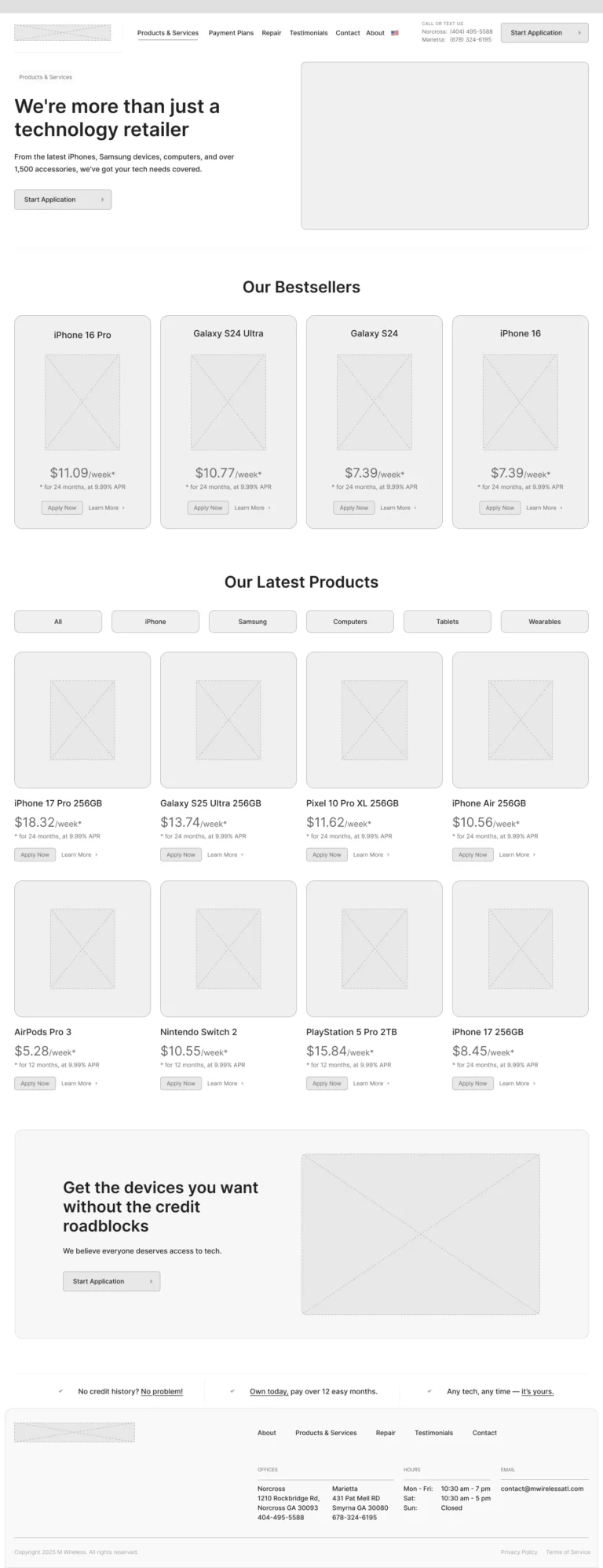 Products Services — Wireframe