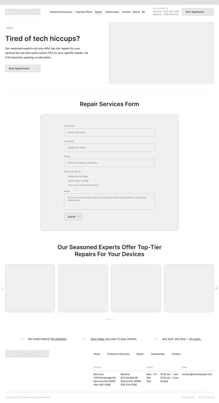Repair — Wireframe