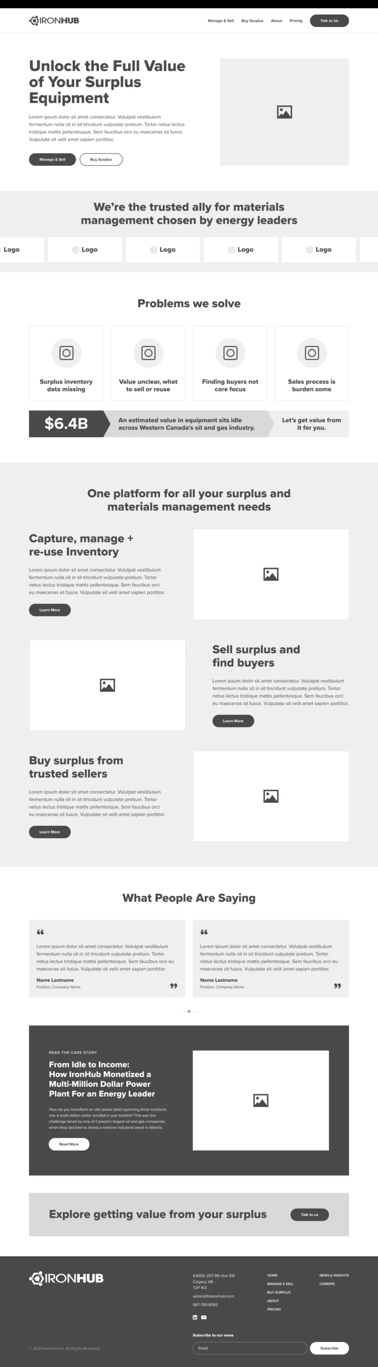 graphem case study ironhub wireframe home
