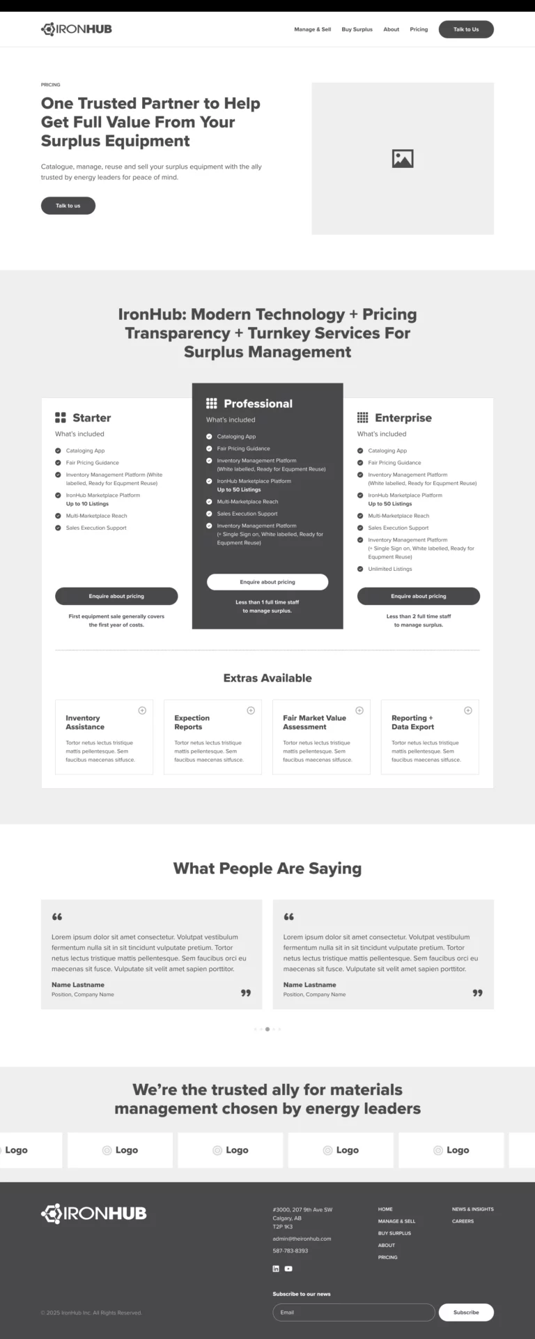 graphem case study ironhub wireframe pricing
